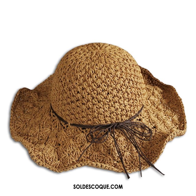 Casquette Chapeau Femme Crème Solaire Été Chapeau Creux Mode Pas Cher