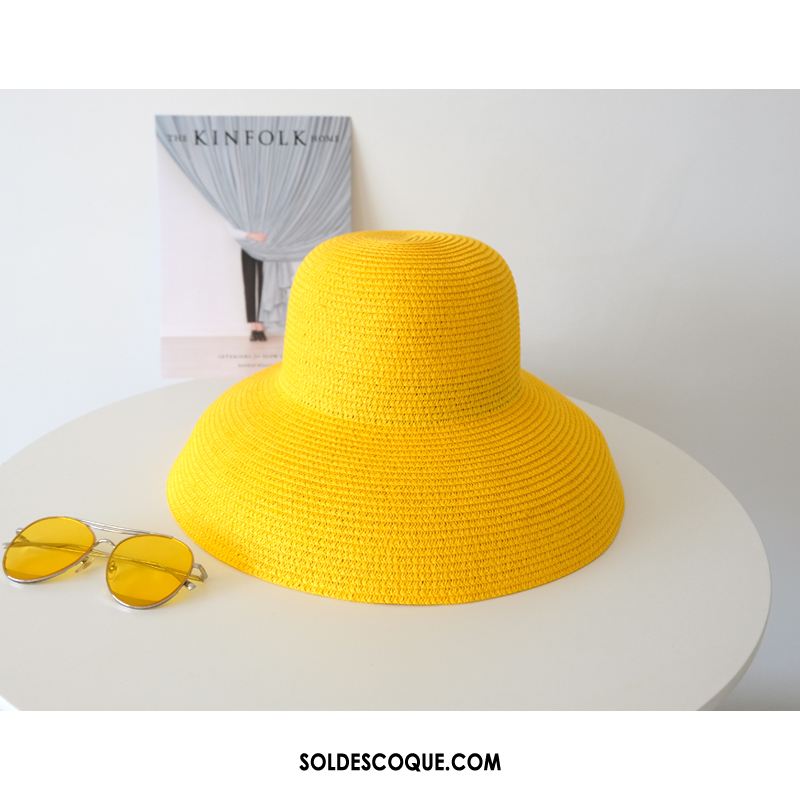 Casquette Chapeau Femme Ombre Jaune Chapeau Vacances Bord De Mer Pas Cher