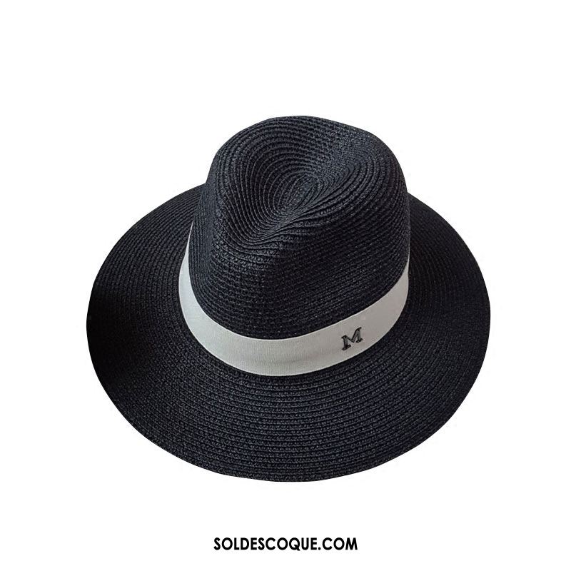 Casquette Chapeau Femme Petit Chapeau De Paille Blanc Été Noir Pas Cher