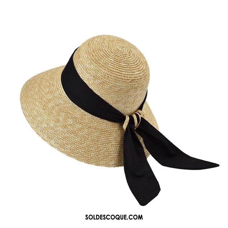 Casquette Chapeau Femme Plage Chapeau De Paille Ombre Gros Réseau Pas Cher