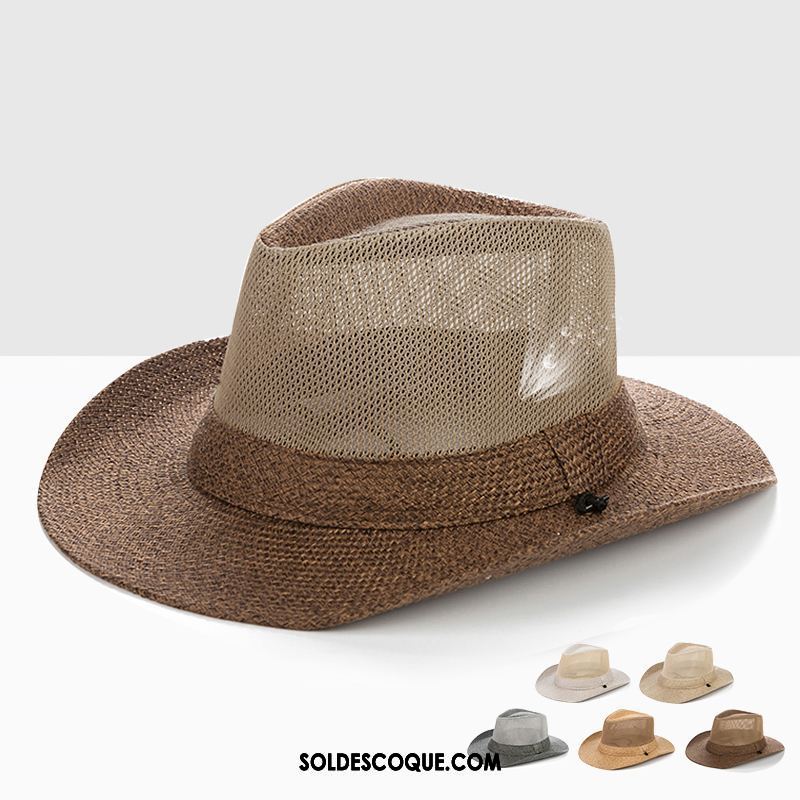 Casquette Chapeau Homme De Plein Air Chapeau De Paille Respirant Ombre Chapeau De Soleil Pas Cher