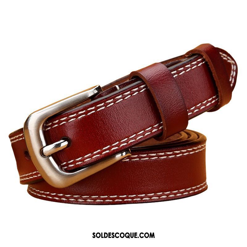 Ceinture Femme All-match Cuir Véritable Personnalité Étudiant Marron En Ligne