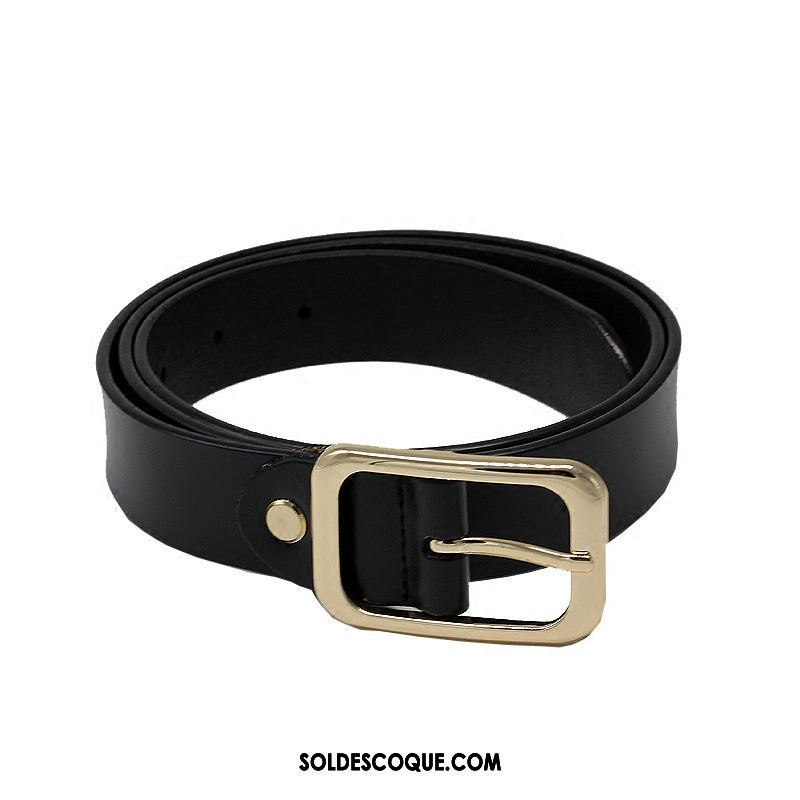 Ceinture Femme All-match Étudiant Noir Cuir De Vache Loisir En Vente