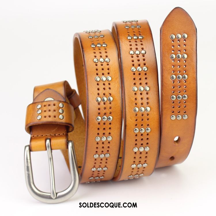 Ceinture Femme Couche De Tête Simple All-match Le Nouveau Cuir Véritable Soldes