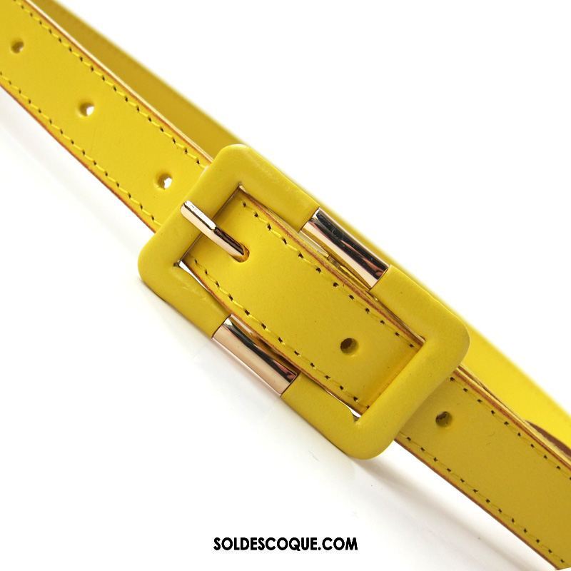 Ceinture Femme Cuir De Vache Couche De Tête Jaune All-match Rouge En Ligne