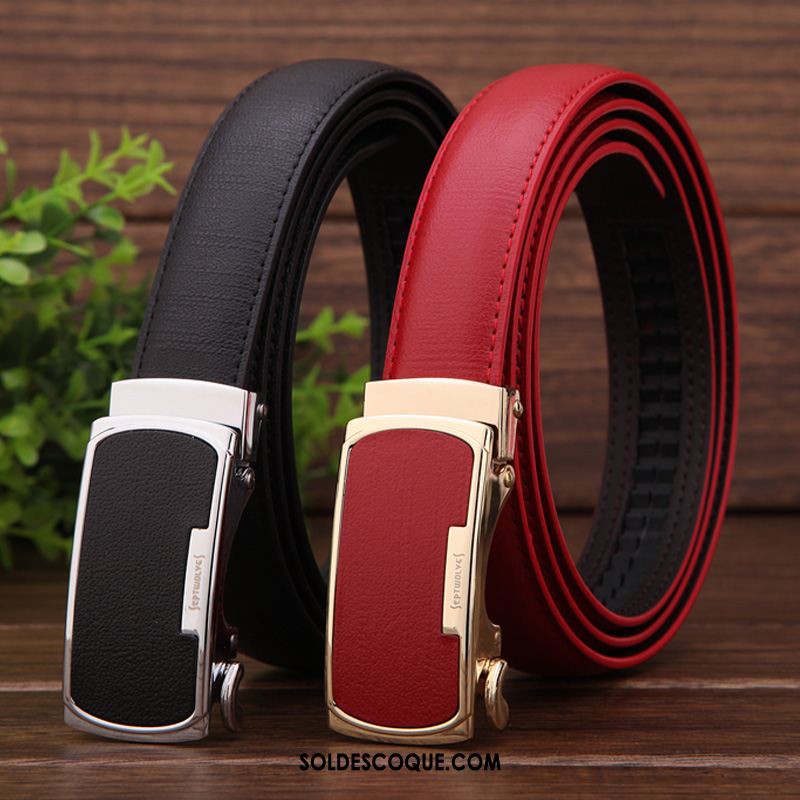 Ceinture Femme Cuir Véritable Loisir Doux Boucle Automatique All-match Soldes