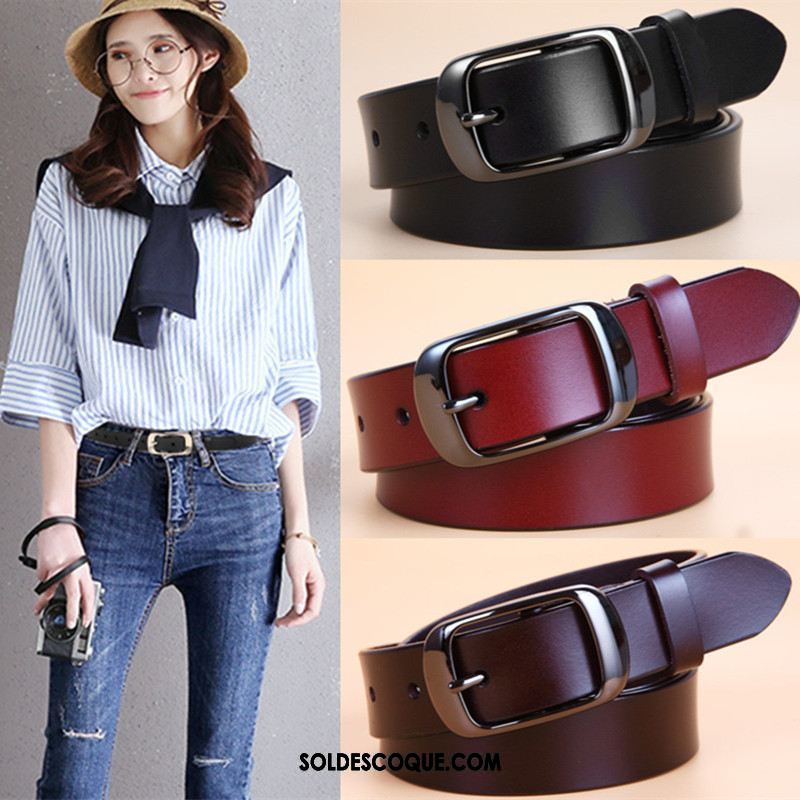 Ceinture Femme Cuir Véritable Mode Loisir Simple Décoration En Ligne