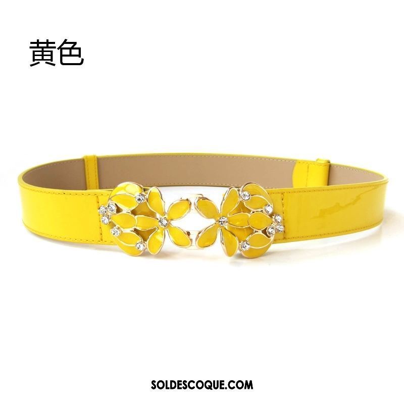 Ceinture Femme Mode Blanc Fleurs Cuir Véritable All-match En Vente