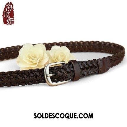 Ceinture Femme Tissage All-match Couche De Tête Mode Pure Pas Cher