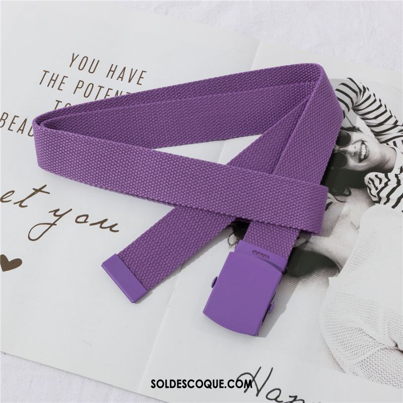 Ceinture Femme Toile Denim Simple Violet Général Pas Cher