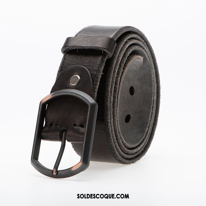 Ceinture Homme All-match Boucle Cuir De Vache Loisir Jeune En Vente