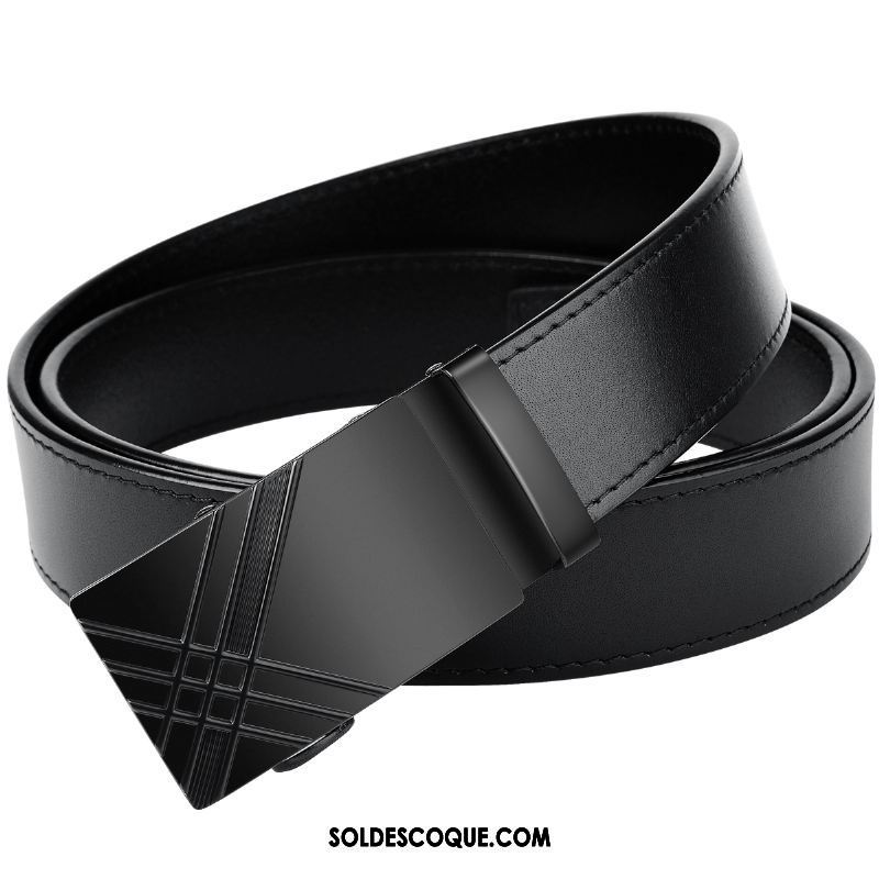 Ceinture Homme Authentique Jeunesse Noir Couche De Tête Cuir De Vache Pas Cher