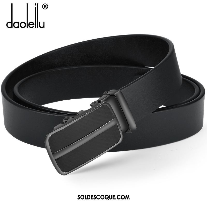 Ceinture Homme Bien Étroit Loisir Cuir Véritable Noir Pas Cher