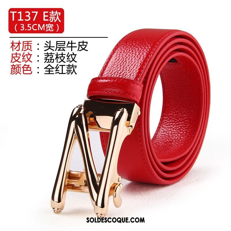 Ceinture Homme Cadeau Marier Rouge Pure Cuir Véritable En Ligne