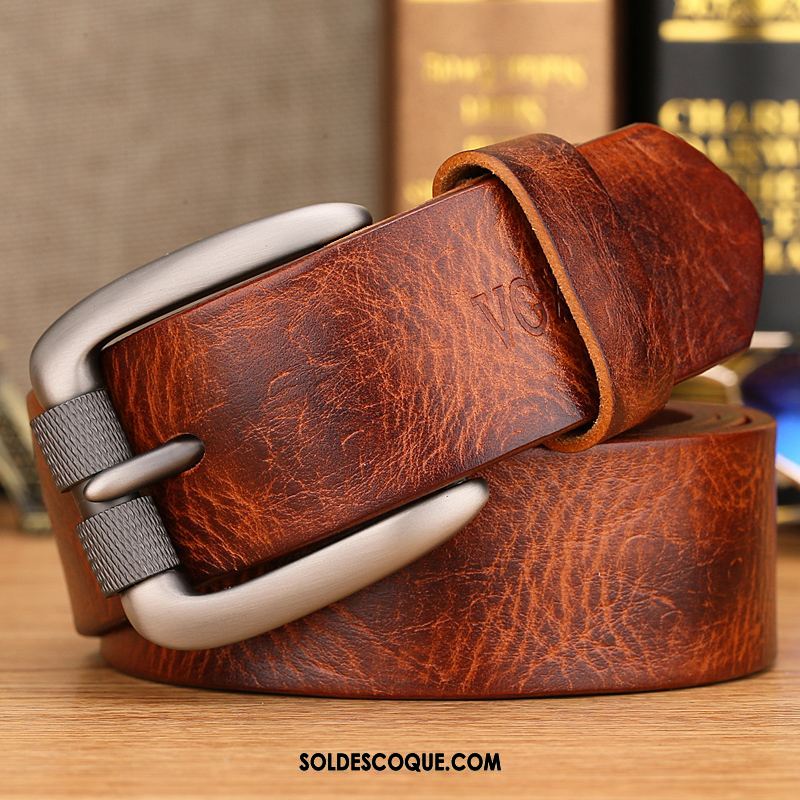 Ceinture Homme Couche De Tête Loisir Jeunesse Cuir De Vache Cuir Véritable En Vente