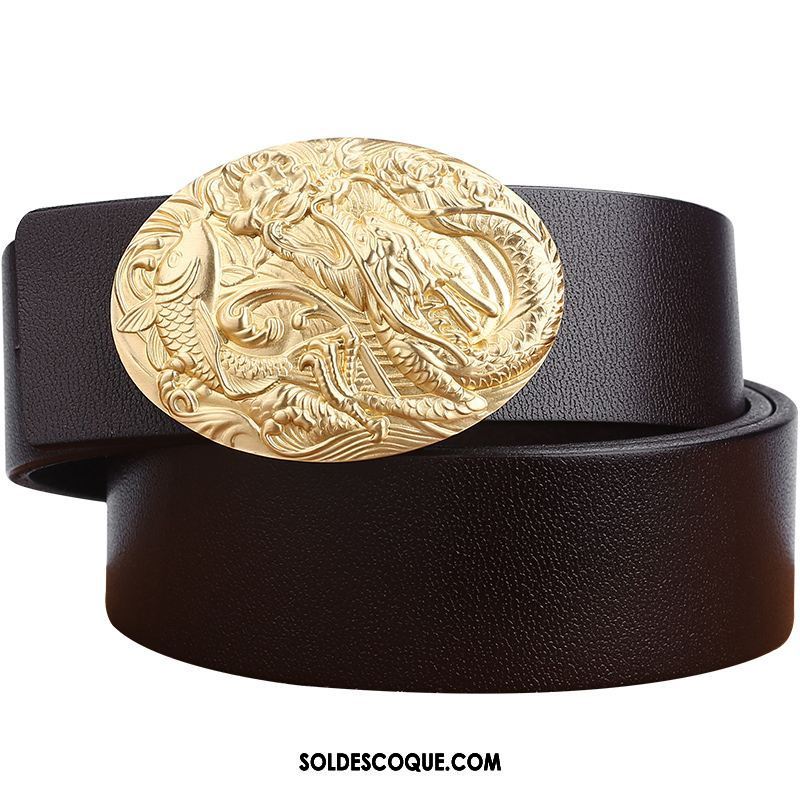 Ceinture Homme Couche De Tête Âge Moyen Personnalité Pure Cuir Véritable Pas Cher