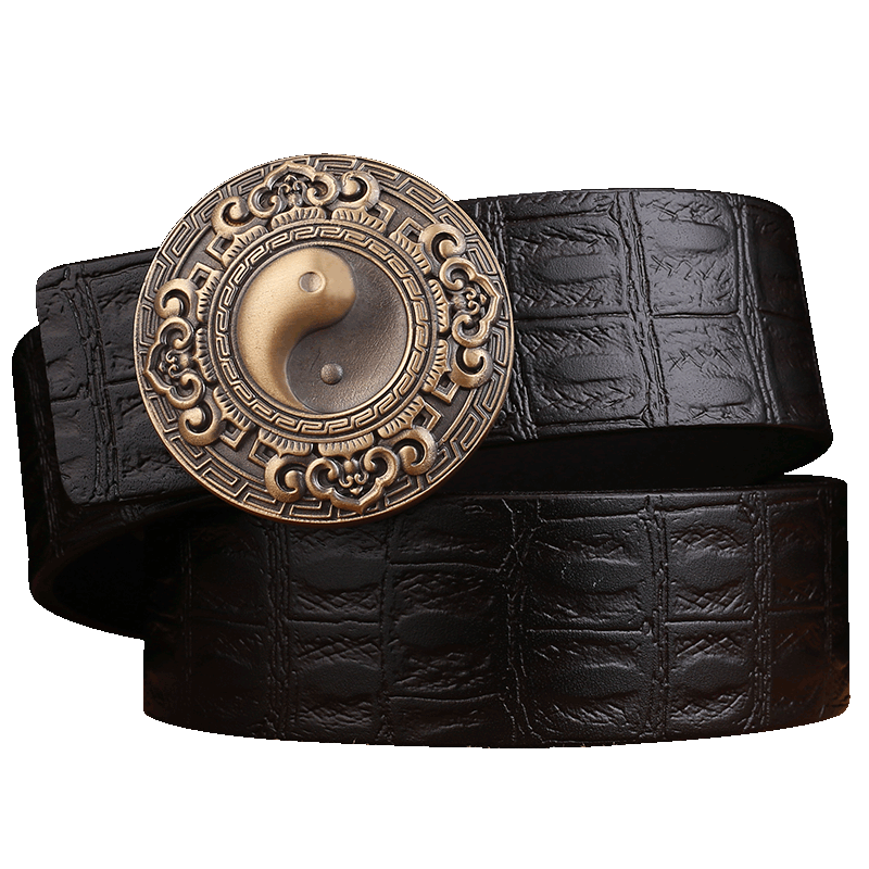 Ceinture Homme Cuir De Vache Âge Moyen Loisir Lisse Crocodile Modèle En Ligne