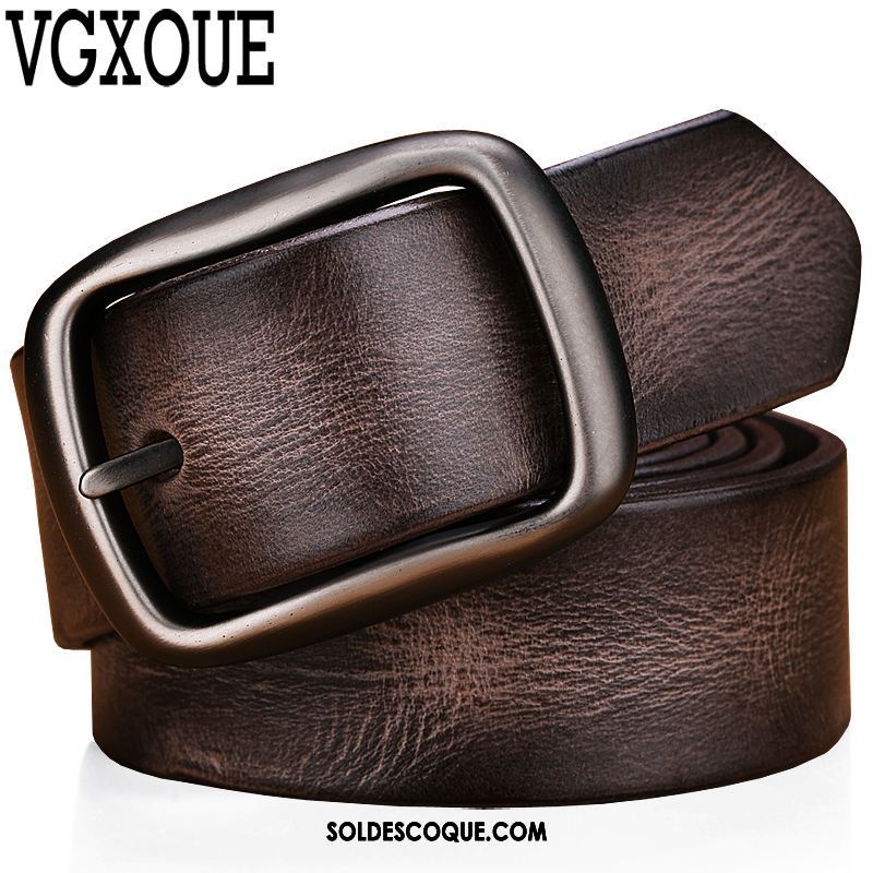 Ceinture Homme Cuir Véritable Couche De Tête Rétro Boucle Cuir De Vache Pas Cher