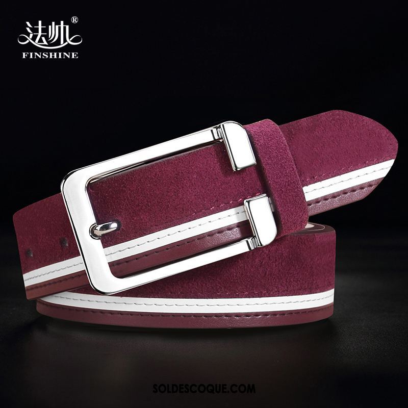 Ceinture Homme Cuir Véritable Rouge All-match Jeune Étudiant France