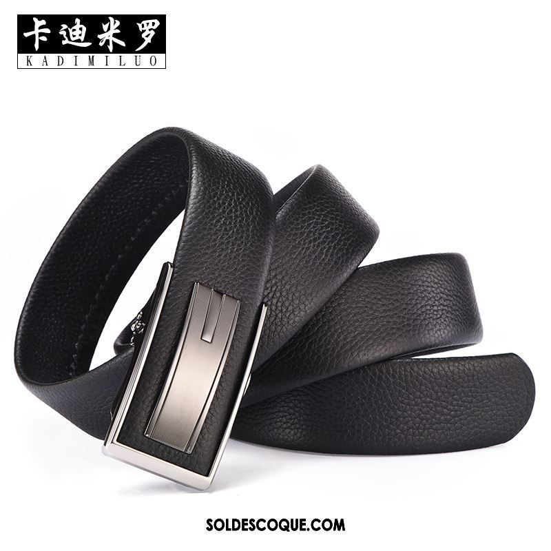 Ceinture Homme Entreprise Noir Boucle Automatique Cuir De Vache Cuir Véritable France