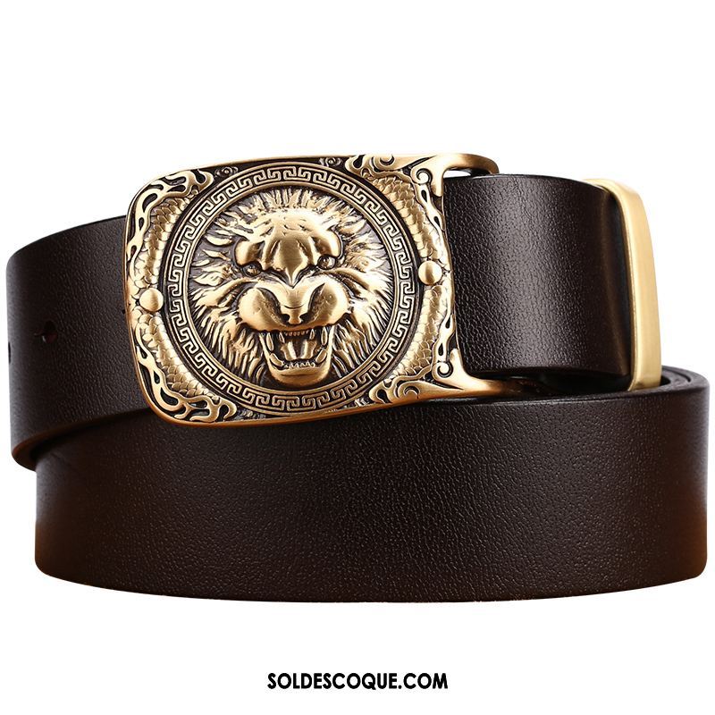 Ceinture Homme Jeunesse Cuir Véritable Tendance Jaune Couche De Tête Pas Cher