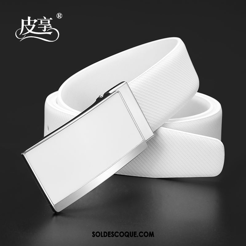 Ceinture Homme Jeunesse Mode Lisse Blanc Tendance Pas Cher