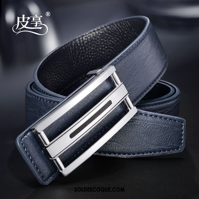 Ceinture Homme Lisse Tendance Marine Cuir Véritable Loisir En Vente