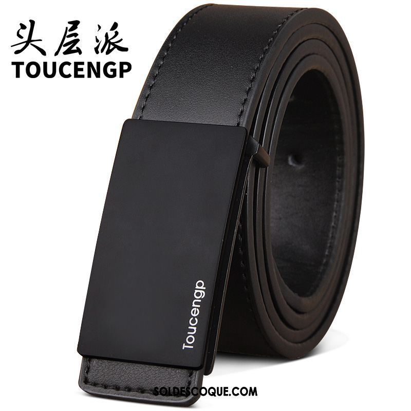 Ceinture Homme Noir Lisse Jeans Personnalité Loisir En Vente