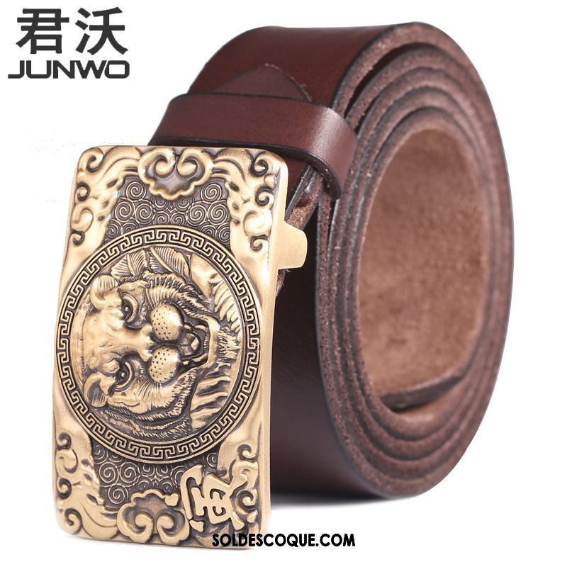 Ceinture Homme Personnalité Loisir Rétro Pure Cuir De Vache Soldes