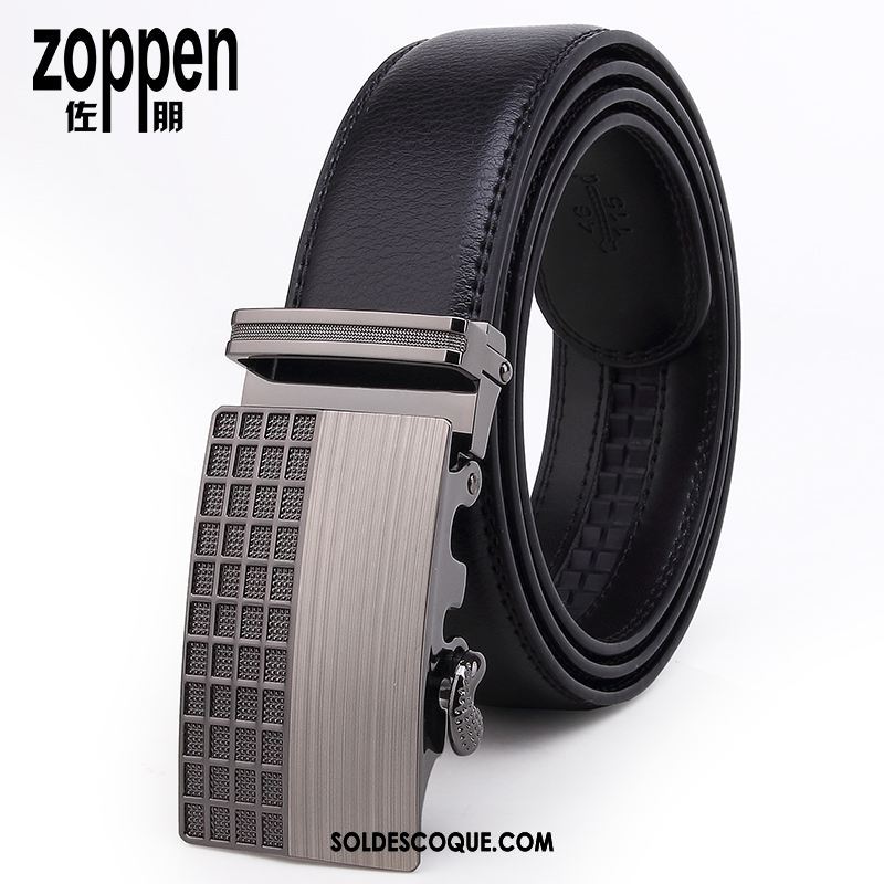 Ceinture Homme Pure Noir Entreprise Jeunesse Boucle Automatique Soldes