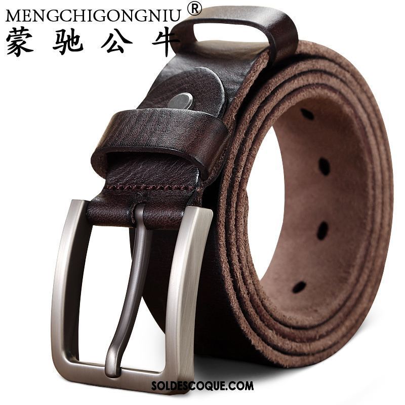 Ceinture Homme Rétro Pure Couche De Tête Âge Moyen Jeunesse Soldes