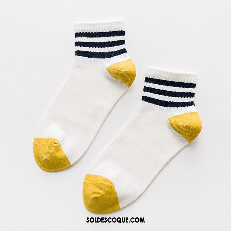 Chaussette Femme Coton Été Tendance Jaune Simple Pas Cher