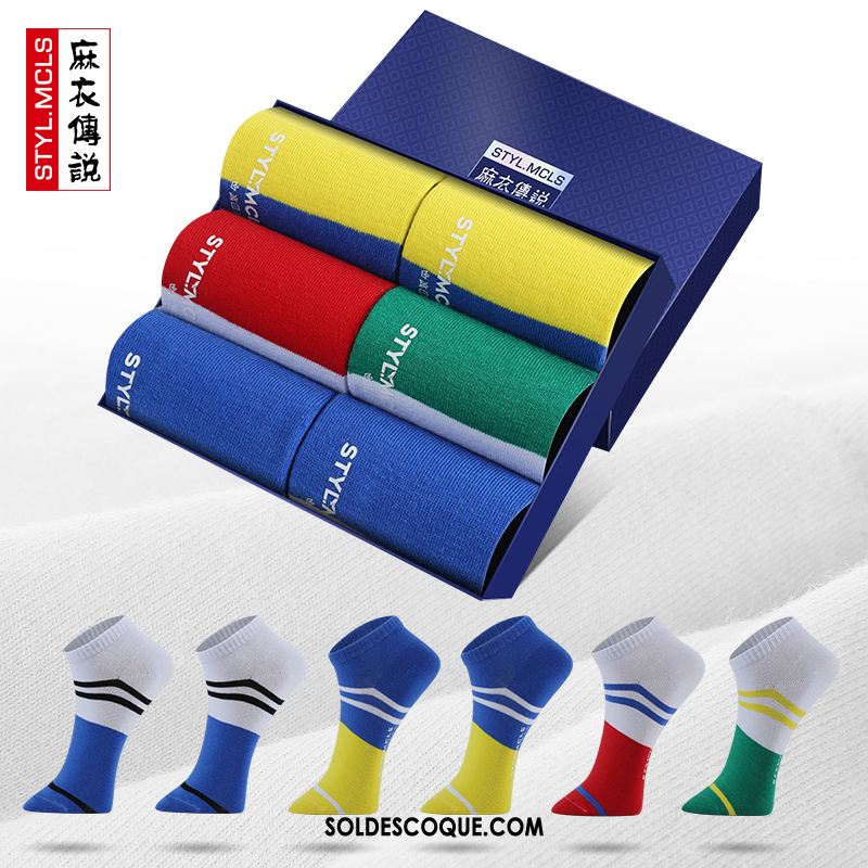 Chaussette Homme Bouche Peu Profonde Bleu Invisible Sport Coton Pas Cher