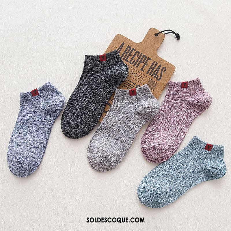 Chaussette Homme Gris Été Quatre Saisons Coton Chaussette Courte Soldes