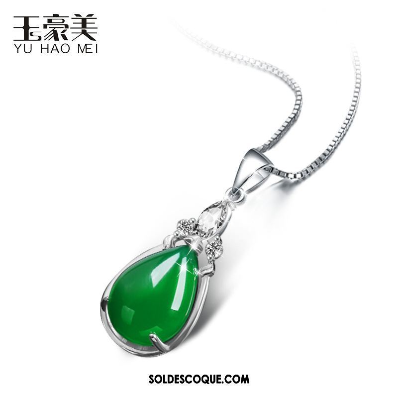 Collier Femme Argenté Pendentif Naturel Vert Modèles Féminins Pas Cher