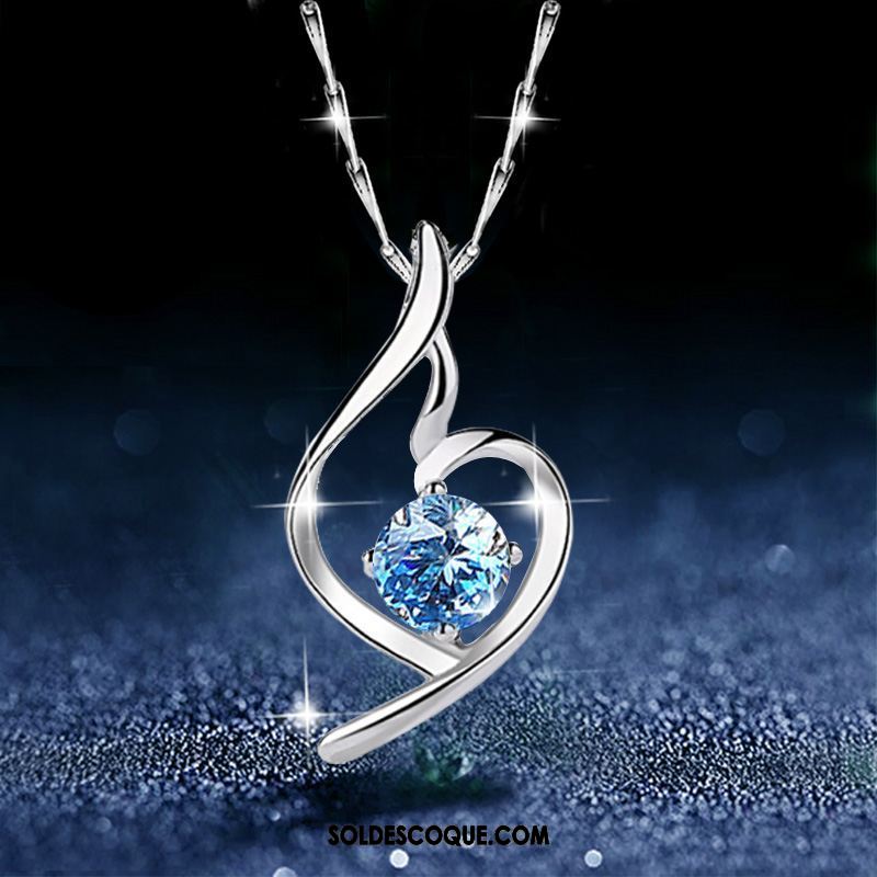 Collier Femme Bleu Cadeau Anniversaire Argenté Pendentif En Vente