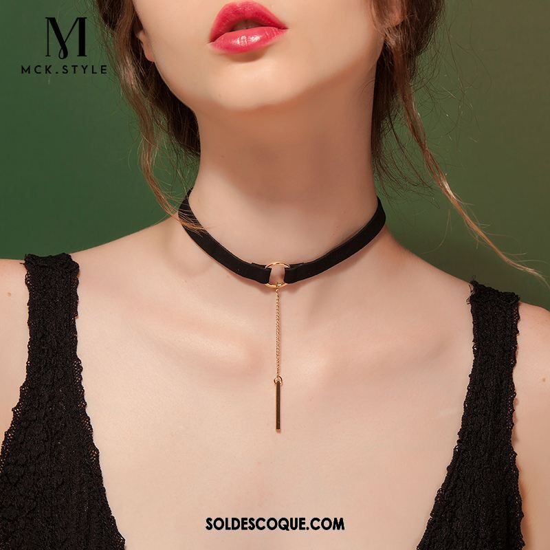 Collier Femme Noir Pendentif Accessoires Rouge Court Paragraphe En Ligne