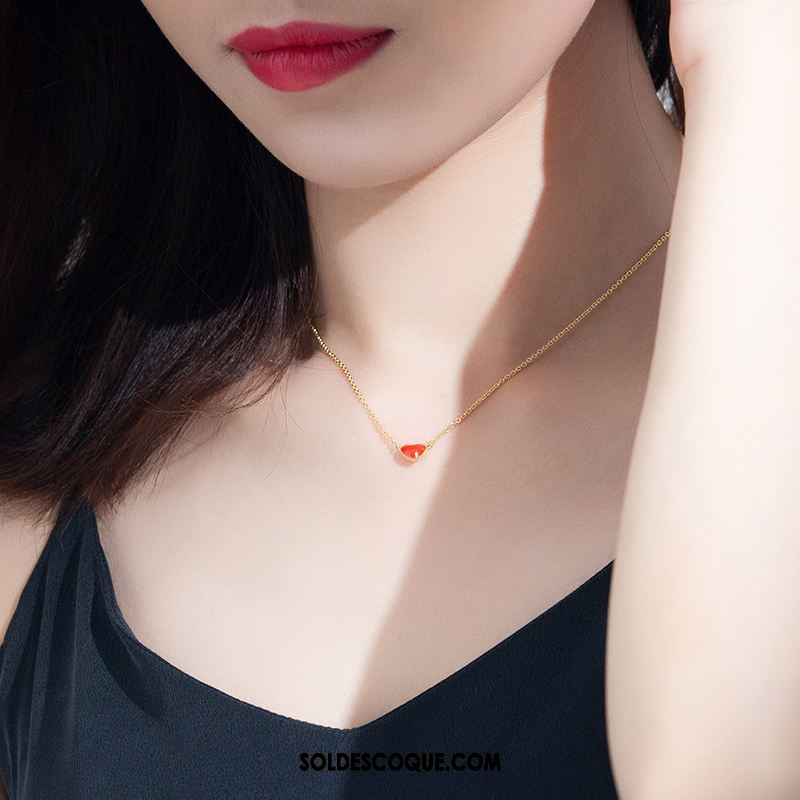 Collier Femme Réseau En Forme De Coeur Petit Rouge Cœur En Ligne