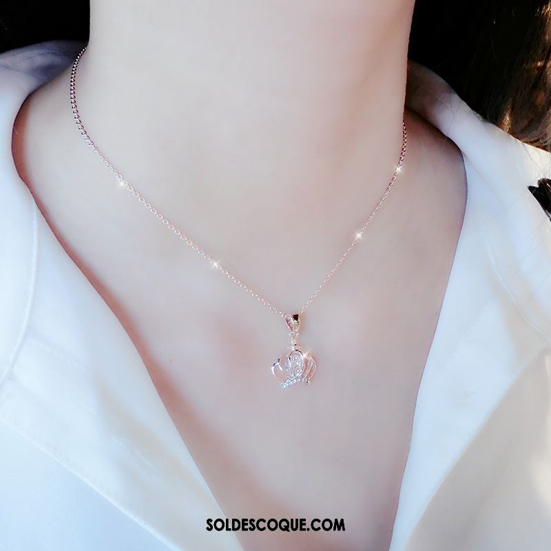 Collier Femme Simple Rose Pendentif Cœur Tempérament Soldes