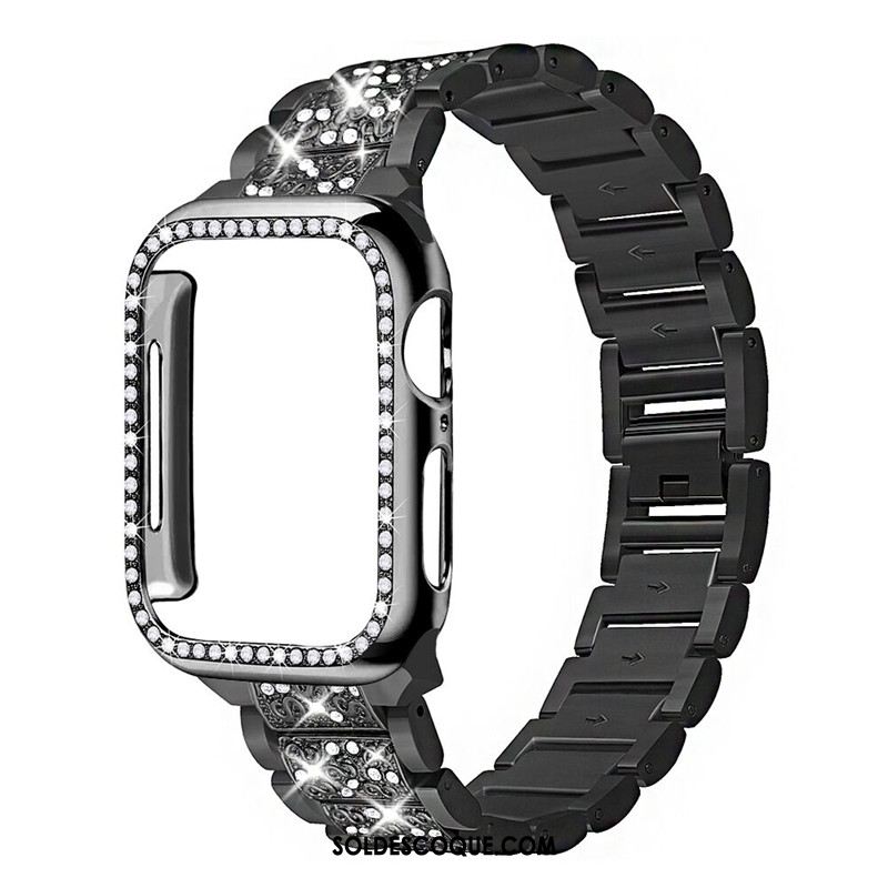 Coque Apple Watch Series 3 Côté Fin Incruster Strass Noir Soldes