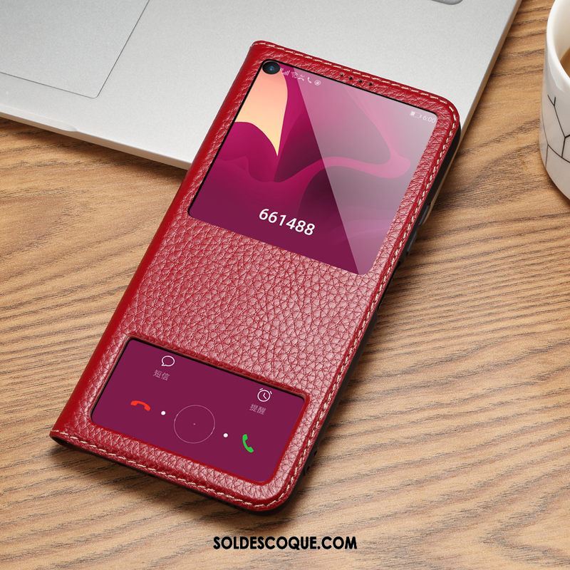 Coque Honor 20 Pro Dormance Étui En Cuir Cuir Véritable Incassable Rouge En Ligne