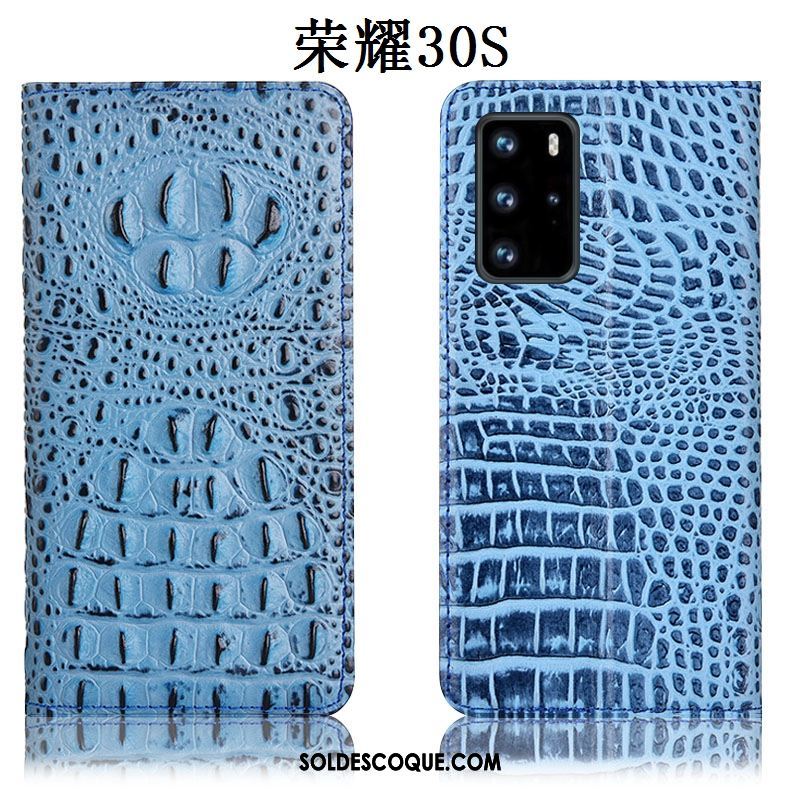 Coque Honor 30s Étui En Cuir Téléphone Portable Bleu Protection Tout Compris Housse Pas Cher