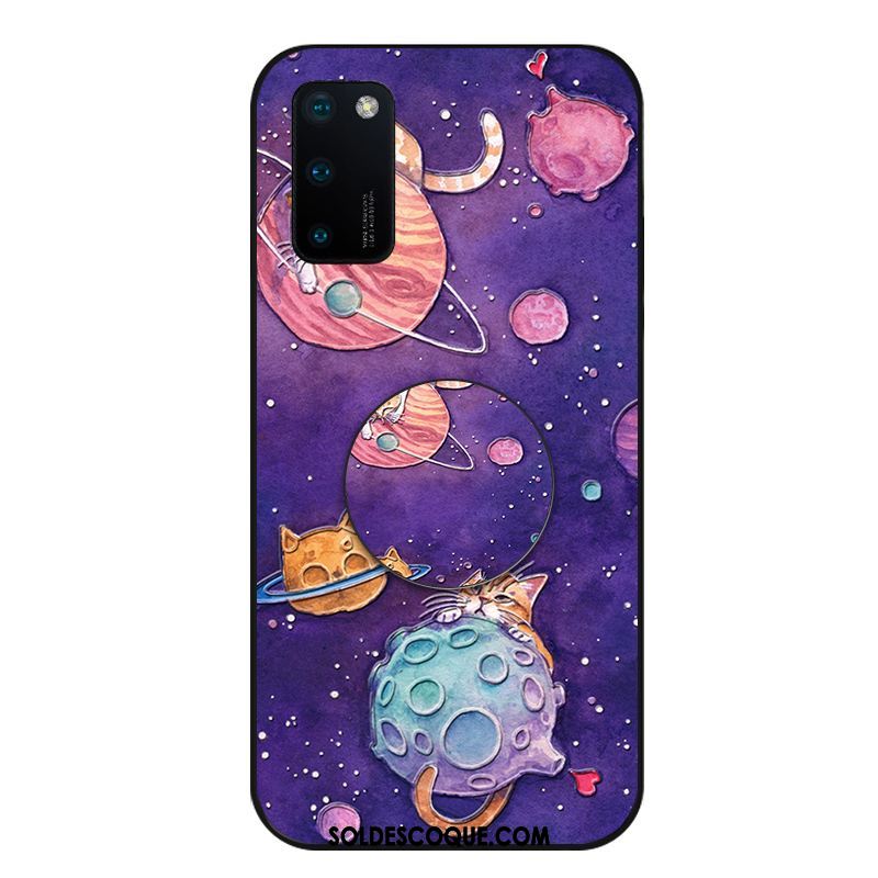 Coque Honor View30 Chat Incassable Violet Téléphone Portable Fluide Doux Soldes