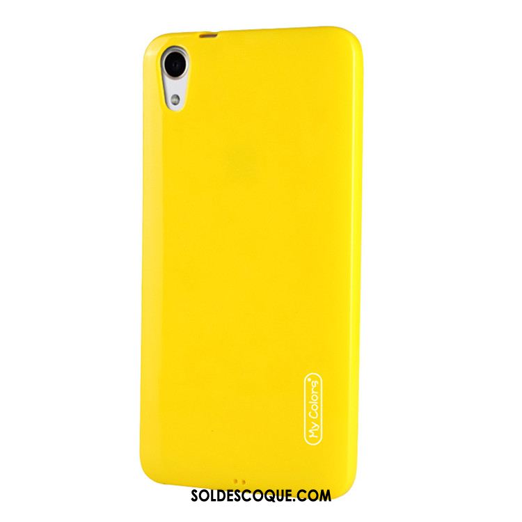 Coque Htc Desire 825 Jaune Couleur Unie Incassable Étui Fluide Doux Pas Cher