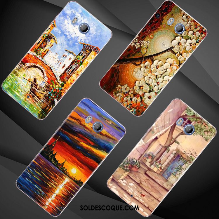 Coque Htc U11 Peinture À L'huile Art Dessin Animé Fluide Doux Téléphone Portable Pas Cher