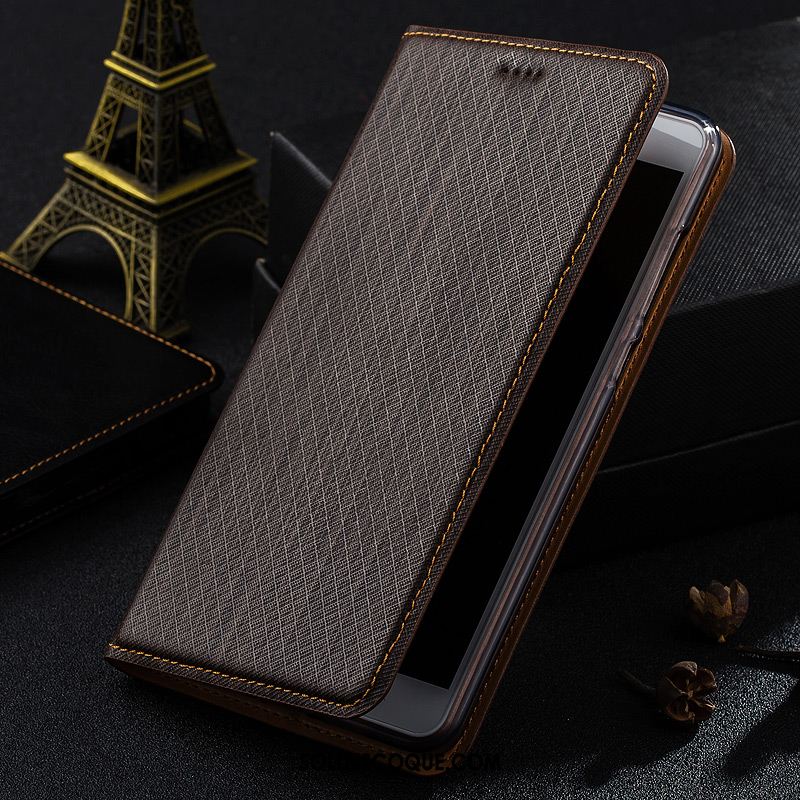 Coque Htc U11+ Téléphone Portable Vérifier Carreaux Étui Cuir Véritable Protection Soldes