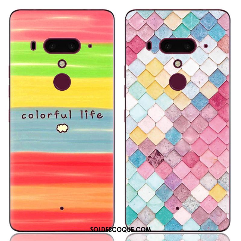 Coque Htc U12+ Fluide Doux Étui Multicolore Peinture Dessin Animé Pas Cher