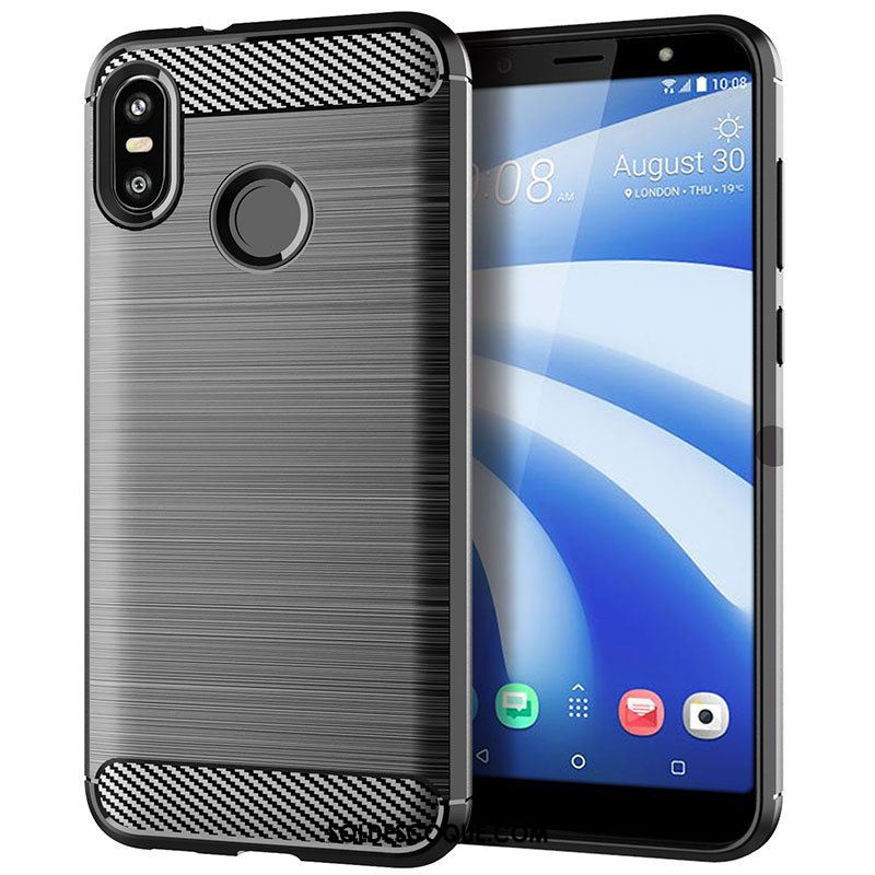 Coque Htc U12 Life Fibre Étui Incassable Gris Soie Pas Cher