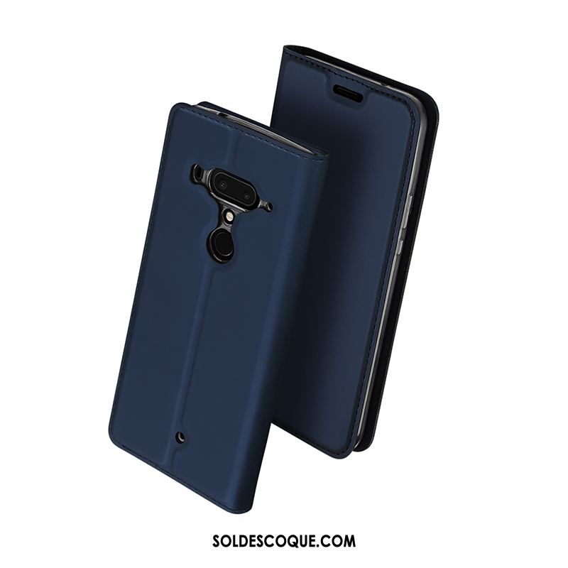 Coque Htc U12+ Protection Carte Incassable Étui En Cuir Bleu En Vente