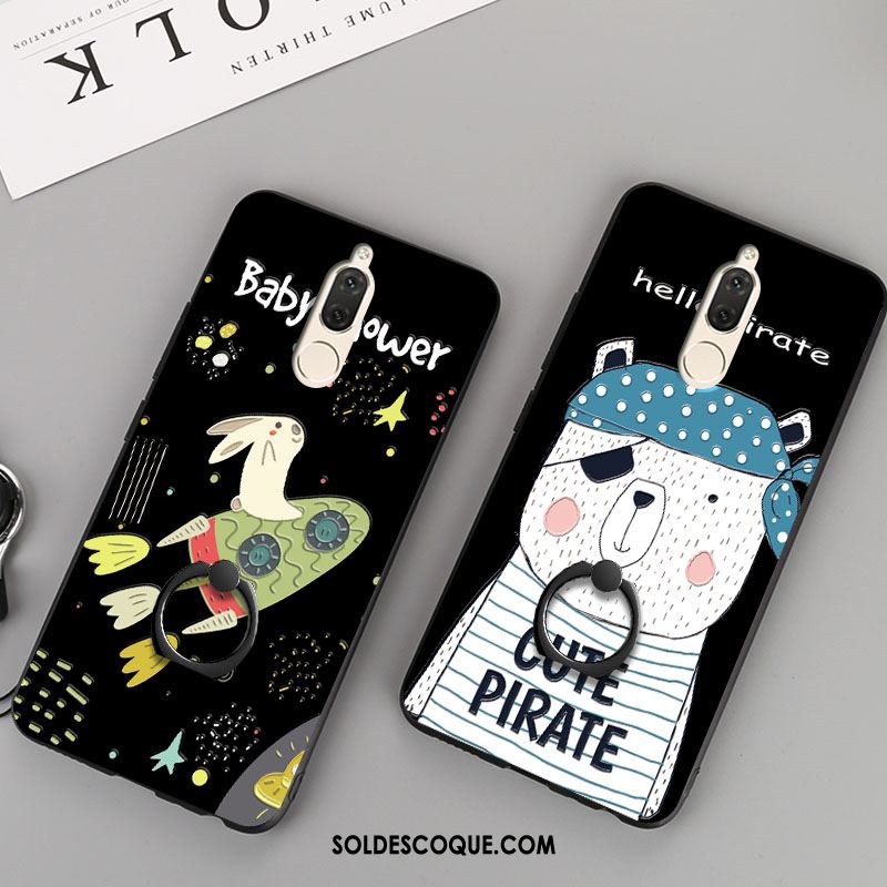 Coque Huawei Mate 10 Lite Dessin Animé Téléphone Portable Noir Tout Compris Anneau Soldes